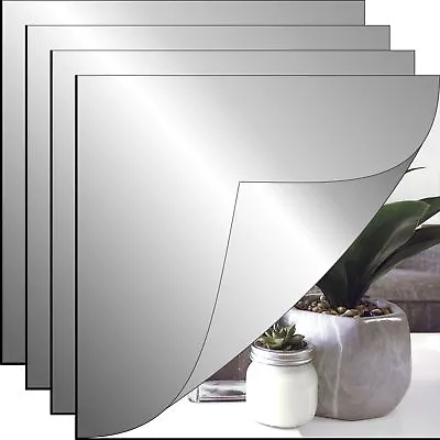 4 Pack Self Adhesive Acrylic Mirror Sheets 8 X 8 Inch Flexible Non Glass Mirr... • $20.62