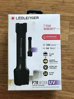 Led Lenser P7R Work UV Rechargeable Focusable Torch Flashlight - 1200 Lumen • $230