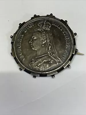 #2892 1889 Queen Victoria/st George Dragon Slayer Silver Crown Coin In Frame • $350