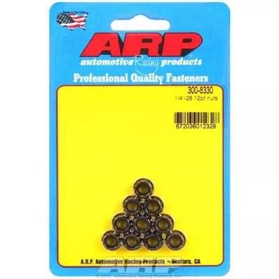 ARP Nut Kit 300-8330; 12-Point Nuts 1/4 -28 RH 12pt Black Chromoly 10pcs • $19.54