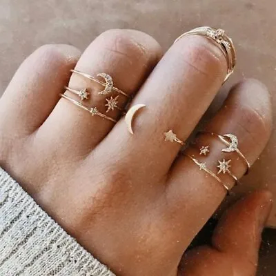 2024 Fashion Women Boho Color Gold Finger Knuckle Rings Set Wedding Jewelry Gift • $1.75