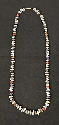 Vintage Spiny Oyster Shell Agate Beaded Necklace Gold Tone Long 32” • $40