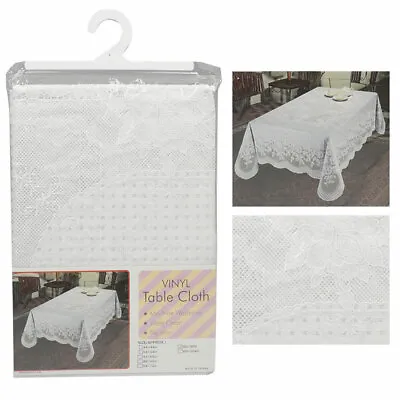 Vinyl White Tablecloth 60X90 Pvc Plastic Floral Party Print Easy Wipe Clean • $18.94