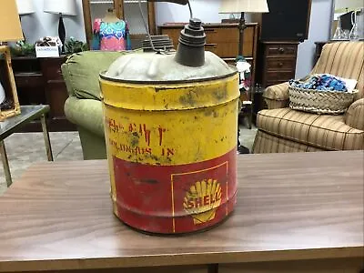 Vintage Shell Gas/Oil 5 Gallon Metal Can Yellow & Red • $59.99