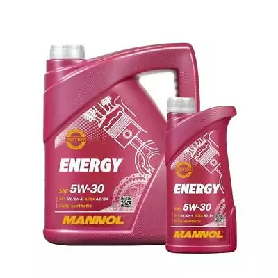 5L+1L Mannol ENERGY 5w30 Fully Synthetic Engine Oil SN/CH-4 A3/B4 WSS-M2C913-B0 • £23.99