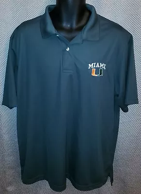 Miami Hurricanes Green Polyester Coach's Golf Polo Shirt - Mens XL • $19.99