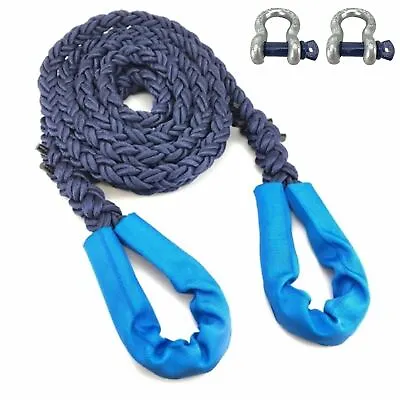 16mm Navy Nylon Kinetic 5T Recovery Tow Rope ATV 4x4 X 9m With 3.25T Shackles • $97.25