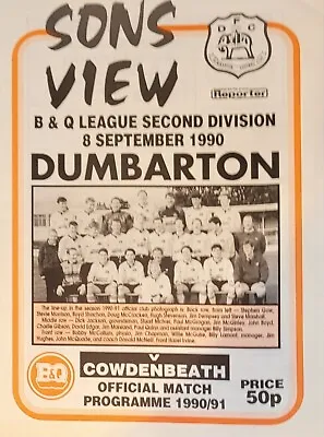 £0.99 • Buy Dumbarton V Cowdenbeath,  B & Q League, Second Division 1990