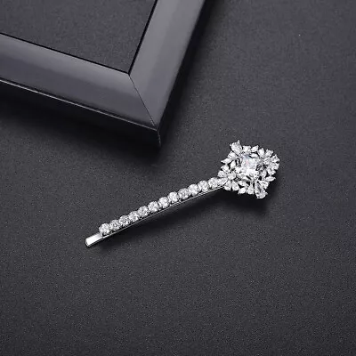 Copper Inlaid Zircon Hairpins Fashion Simple Women's Gold Plated Jewelry Silver • $12.87