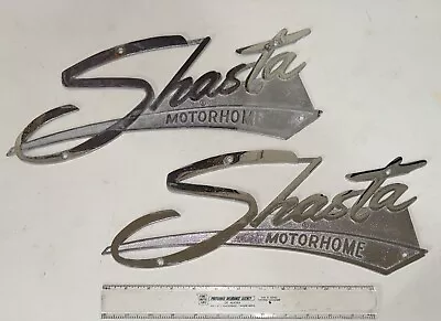 2 Vintage Shasta Emblem Chromed Metal Camper Motorhome Trailer PAIR • $74.99