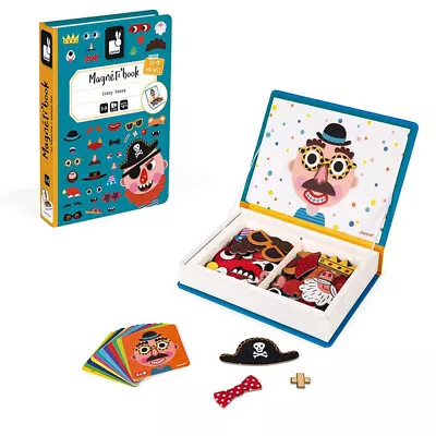 Janod Magnetic Crazy Faces - Children's Boys Themed Blue Magnet Activity Book • £22.60