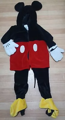 Disney Store Mickey Mouse Halloween Costume Hoodie Ears Zip Sz. 18-24 Toddlers • $20.99