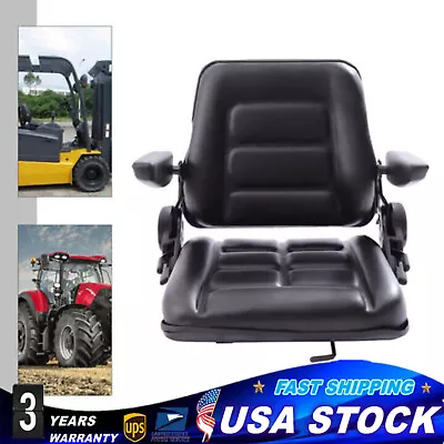 Universal Tractor Seat W/Slide Tracks Black For Kubota Bobcat John Deere Ford • $112.99