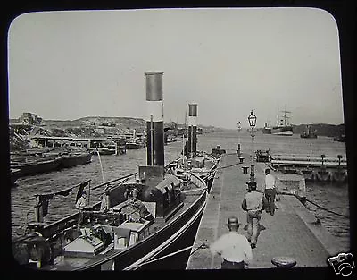 Glass Magic Lantern Slide STEAM SHIPS IN UNIDENTIFIED HARBOUR C1900  • £15