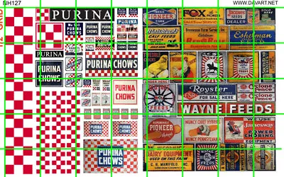 NH127 DAVE'S DECALS 1/2 Set N SCALE FARM FEED And SEED GRAINERY CHOW SIGNAGE • $4.94