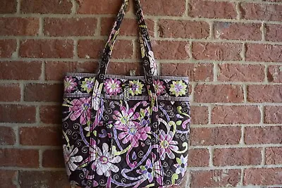 Vera Bradley Black With Pink Floral And Black Retired Large Travel Tote Bag • $20