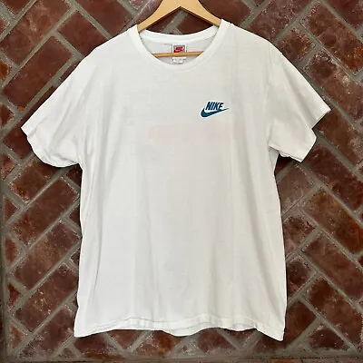 VTG 90s Nike Run Like Hell T Shirt Mens Size XXL White Single Stitch Double Hit • $45