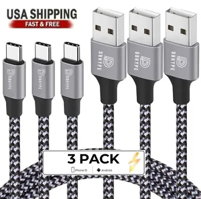 3-Pack Braided USB C Type-C Fast Charging Data SYNC Charger Cable Cord 3/6/10FT • $10.99