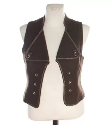 ORIGINAL DACHSTEIN Vintage Women's Brown Trachten Cropped Vest Waistcoat D 42 • $44.98