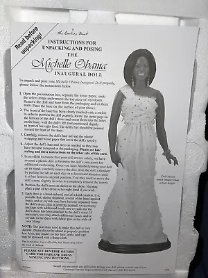 2009 The Danbury  Michelle Obama Inaugural Ball White Dress Porcelain Doll. • $50