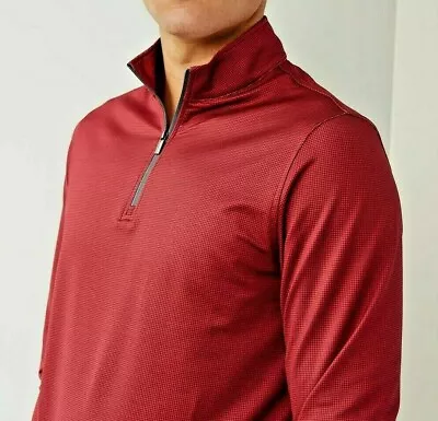 Bugatchi Check Half Zip Mock Neck Stretch Long Sleeve Jersey Shirt New • $59.99