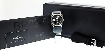 Bell & Ross Aviation GMT 42mm Titanium Carbon Dial Date Automatic Watch BR03-51 • $2199.99