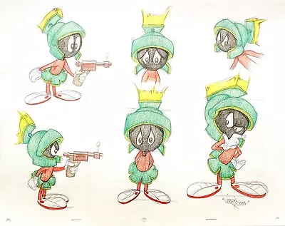 SIX ORIGINAL DRAWINGS OF - Marvin The Martian - Signed By Virgil Ross • $375