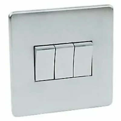 Crabtree 7173/SC Platinum Light Switch 3 Gang 2 Way 10 Amp (Satin Chrome) • £21.95