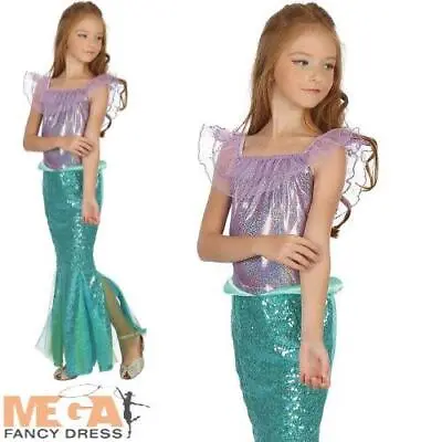 Mermaid Girl Fancy Dress Ariel Fairytale Kids Book Day Fancy Dress Up Costume UK • £12.99