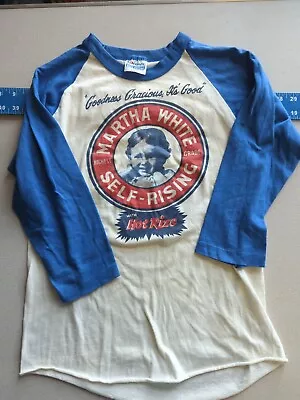 Vintage Hanes Baseball Tee Martha White Self-Rising  With Hot Rize  Sz Med. • $7.99