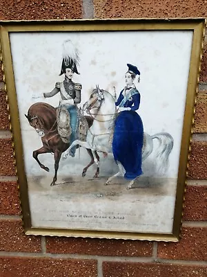 Antique Young Queen Victoria & Prince Albert Mounted & Framed Lithograph Print • $126.33