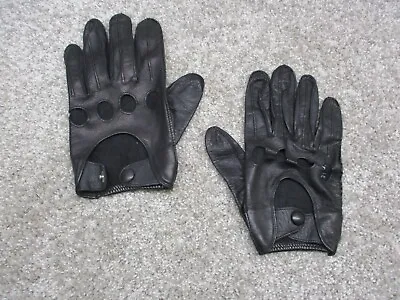 VINTAGE  Mens Leather Riding Moto Gloves Black Large EUC • $29.99