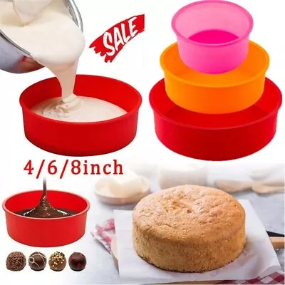 4/6/8inch Silicone Round Bread Mold Cake Pan Muffin Bakeware Non-stick Tray Tool • £3.99
