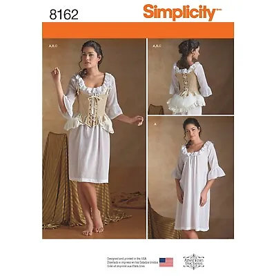 SIMPLICITY 8162 18th CENTURY UNDERGARMENTS Sewing Pattern Sizes 6-14 & 14-22 • £12.05