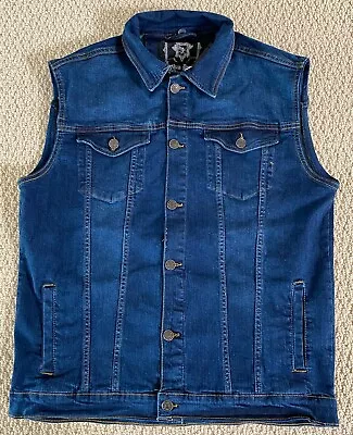 NWT Men's Nathan Denim Stonewash Blue Stretch Denim Jean Vest ALL SIZES • $21.99