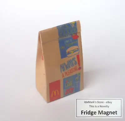 McDONALDS Take Away Food Bag FRIDGE MAGNET Novelty Indonesia 3D 2  High Display • $2.99