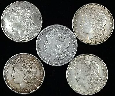 Lot Of 5 1921 Morgan Silver Dollars ☆☆ Circulated ☆☆ Great Set Filler 121 • $143.89