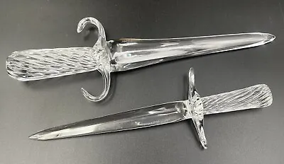 $75 • Buy Pair Of Val St. Lambert Glass Knives Crystal Letter Opener/Paperweight