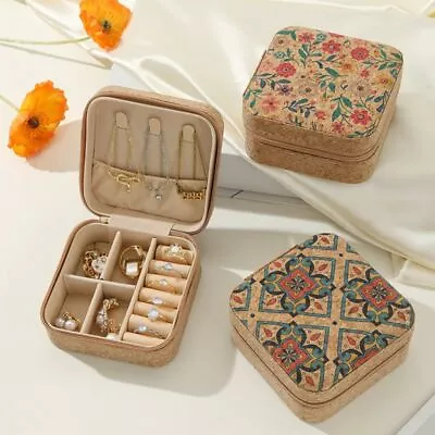 Natural Cork Jewelry Box Jewelry Case For Women Jewelry Organizer Storage Case • $15.39