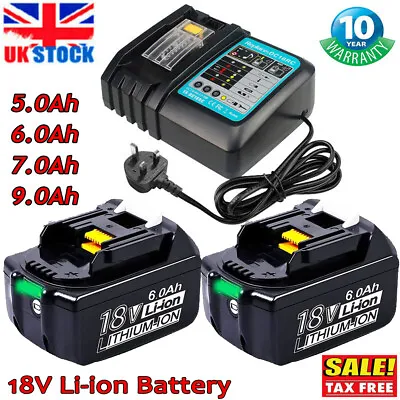 2X For Makita 18V Battery 6.0Ah BL1830 BL1850 BL1860 LXT LED Indicator / Charger • £36.98