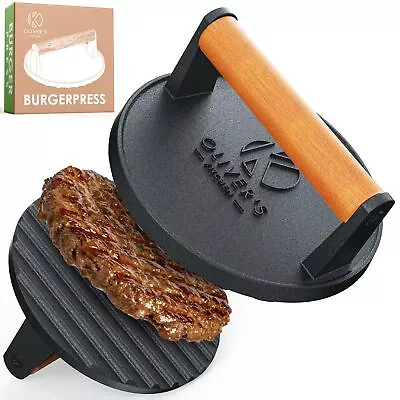 Oliver's Kitchen ® Smash Burger Press - Premium Heavy Duty Cast Iron • £19.99