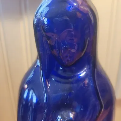 VTG MCM Empoli Madonna Religious Christian Cobalt Blue Decanter Genie Bottle • $190