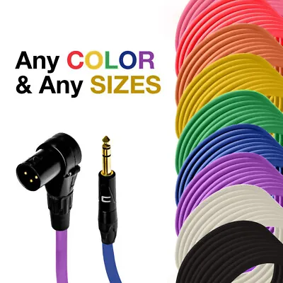 Right Angle 3-Pin XLR Male To 1/4  TRS Balanced Stereo Cable Custom Length Color • $158.49