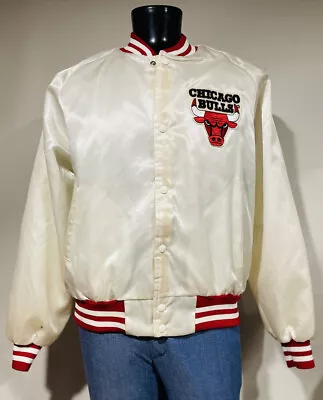 Rare VTG Chalk Line Chicago Bulls Jordan Spell Out Satin White Mens Jacket XL • $299.99