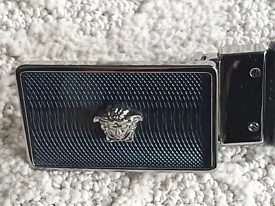 New Mens 2-tone VERSACE Designer Leather Belt With Carbon Fiber Medusa Buckle 32 • $206.06