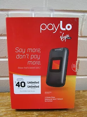 Samsung NOS Virgin Mobile Paylo Flip Phone Black | Virgin Mobile Sealed Package • $38