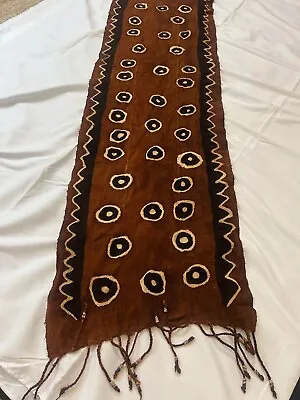 African Hand Made Mud Cloth Scarf Shawl 54  X 6  Two Strips • $54
