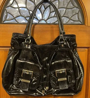 Michael Kors Black Patent Leather Satchel Shoulder Bag • $195