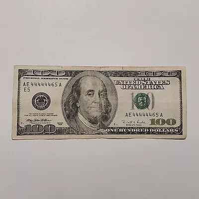 $100 DOLLAR BILL LIAR'S POKER (6 CONCESUTIVE 4s) 1996 SERIES • $200