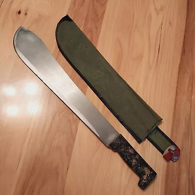 Vintage Heavy Carbon Steel 20 Inch Machete Full-Tang With Custom Handle & Sheath • $29.95